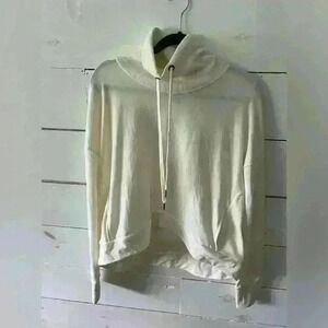 Sweaty Betty Womens Funnel Neck Harmonise Luxe Sweatshirt Ivory Fleece, size 10